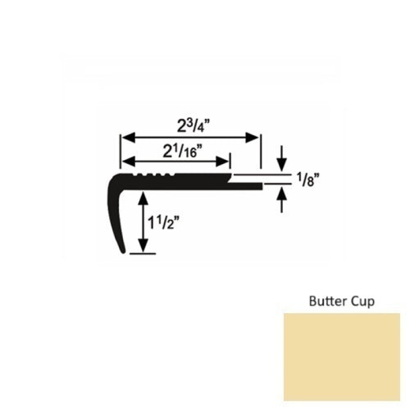 Solid 09 Butter Cup Rubber Underlap Stair Nosing