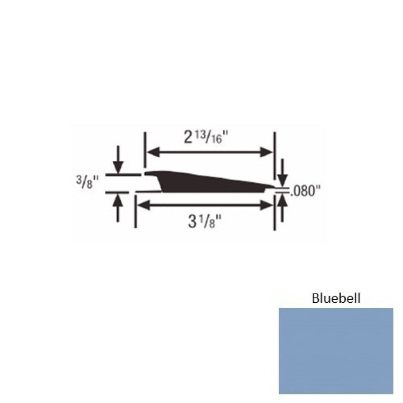 Solid 66 Bluebell Rubber Rolling Traffic Transition - 3 1/8" X 9 Ft (108") X 3/8" - 0.080"