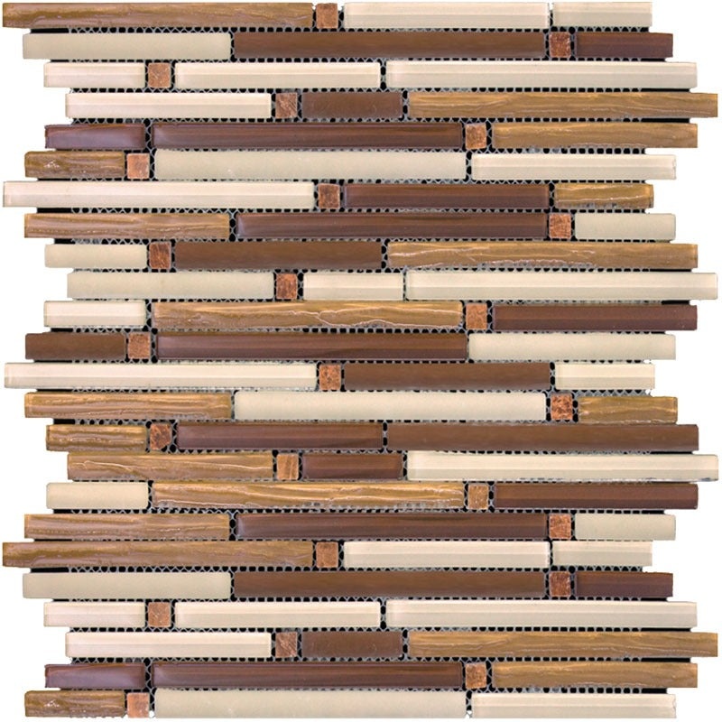 Cascades Redrock Stone & Glass Mosaic - Linear - Glossy & Matte