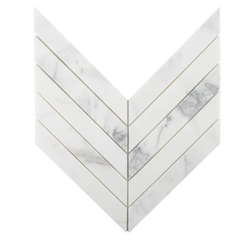 Rotunda Calacatta Gold Marble Mosaic - 2" x 10" Chevron - Polished