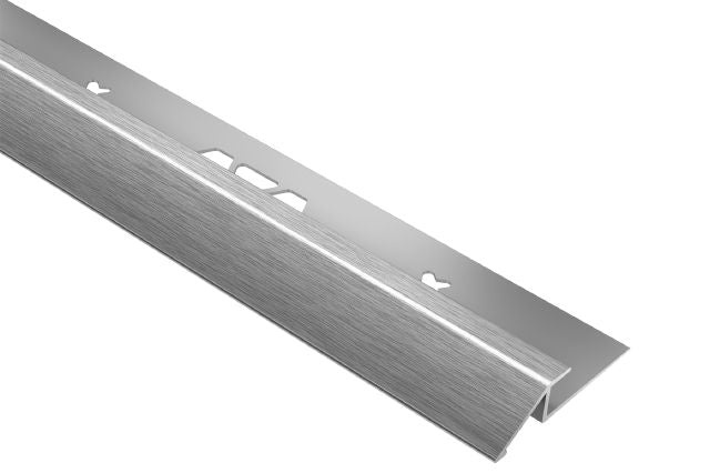 Vinpro U Reducer Resilient Metal Tile Edging Trim - Brushed Chrome Anodized Aluminum