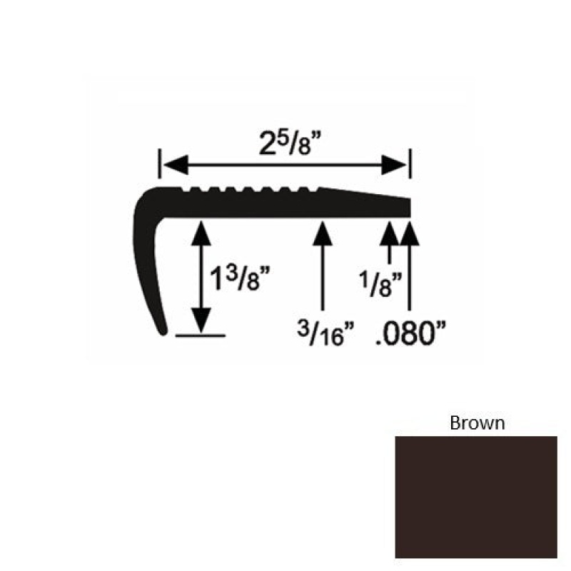 Solid 03 Brown Rubber Residential Stair Nosing