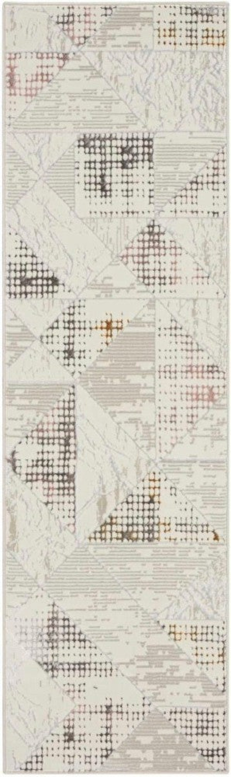 Glitz Ivory Multi Polyester Contemporary Area Rug - 8 Ft Runner