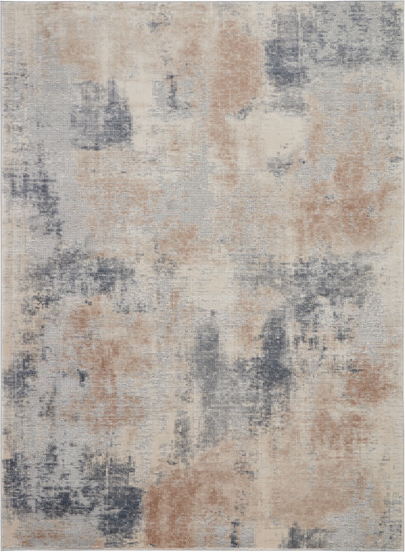 Beige / Grey Synthetic Fibers Modern Area Rug - 8 Ft x 11 Ft