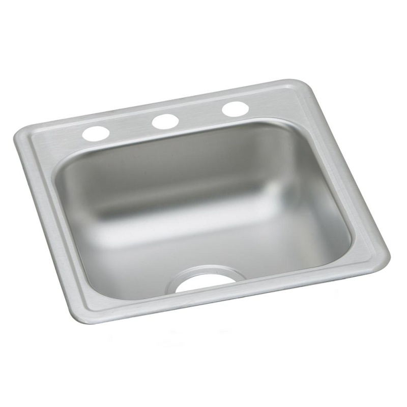 D117193 Dayton Stainless Steel Drop In Single Bowl Bar Sink - 17" X 19" X 6 1/8" With 3 Holes - Stainless Steel