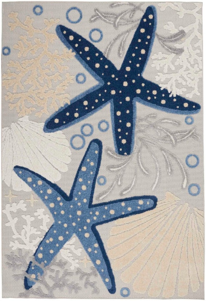 Nourison Aloha Blue Grey 5 Ft x 8 Ft Indoor/Outdoor Area Rug
