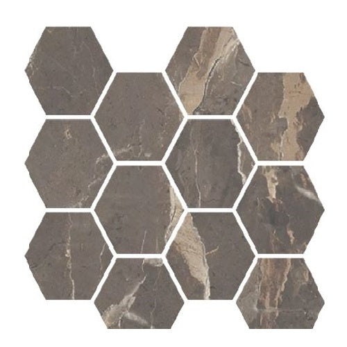 Regnova Umber Porcelain Mosaic - 3" Hexagon - Matte