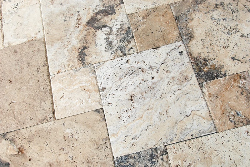 Philadelphia Travertine Versailles Pattern - Chiseled & Brushed - Various Sizes