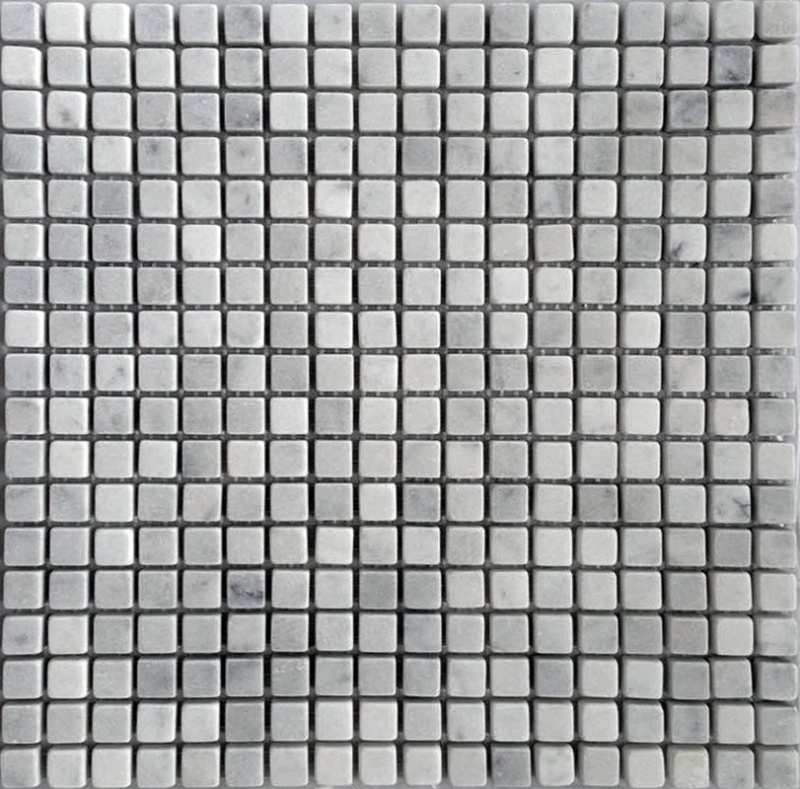 Marbella Bianco Carrara Marble Mosaic - 5/8" X 5/8" - Tumbled
