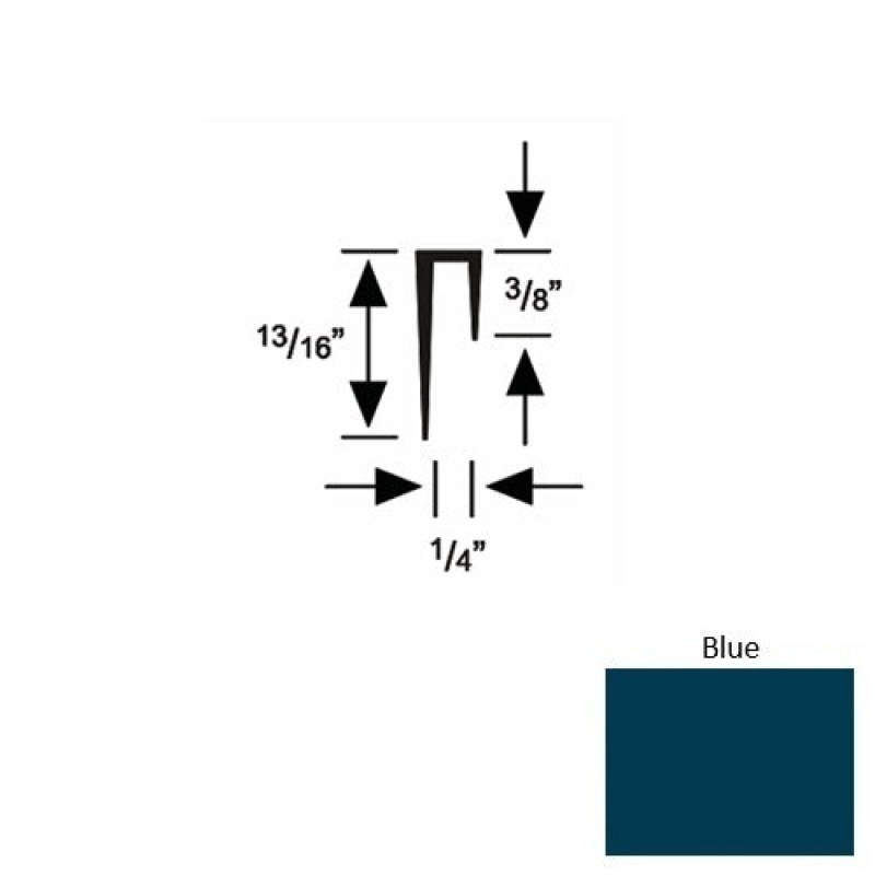 Solid 47 Blue Rubber Cove Cap Square - 1/4" X 9 Ft (108")