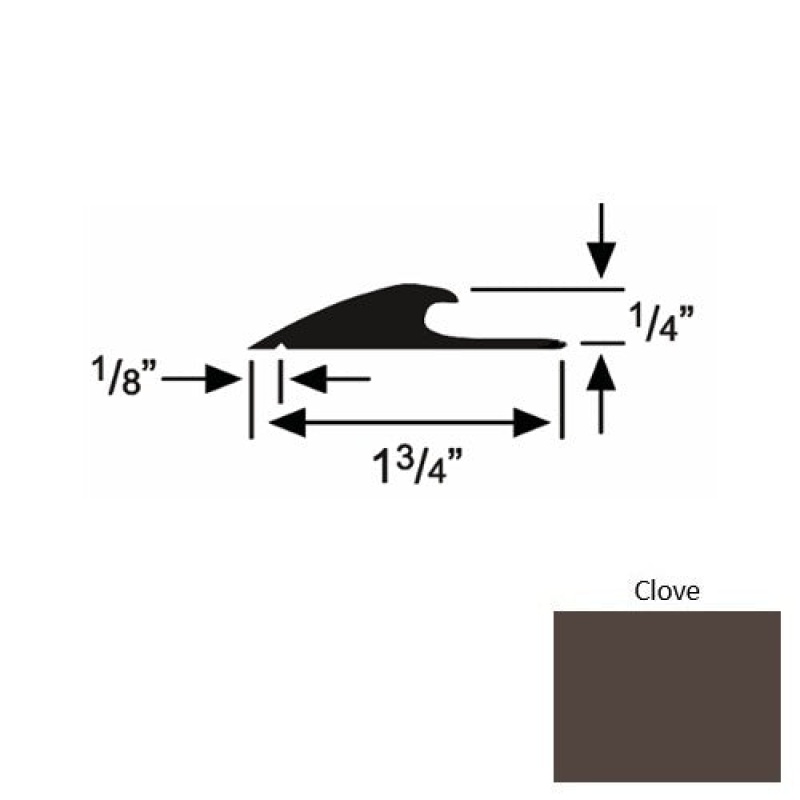 Solid 43 Clove Rubber Custom Carpet Edging - 1 3/4" X 9 Ft (108") X 1/4"