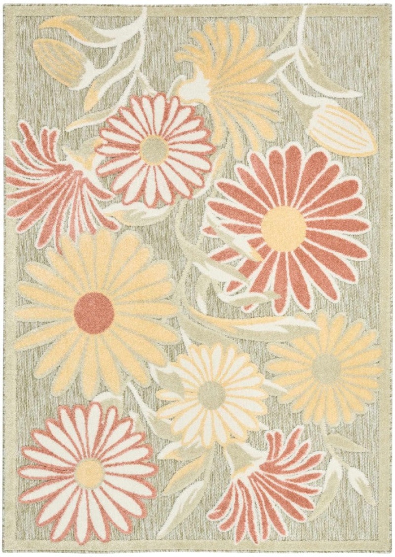 Aloha Sage Rose Alh33 Polypropylene & Polyester Contemporary Area Rug - 5 Ft X 8 Ft - Sage Rose
