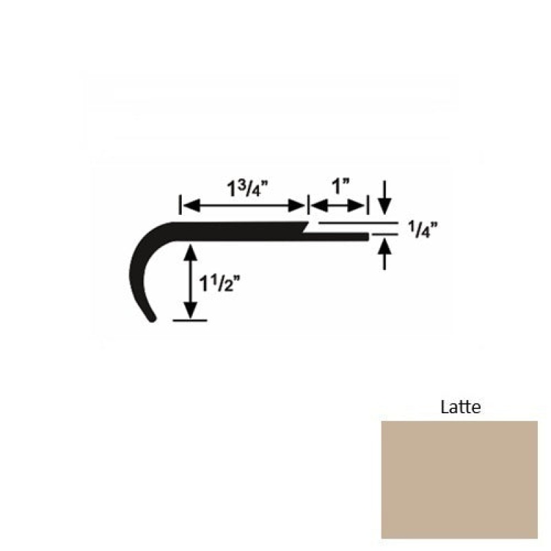 Solid 14 Latte Rubber Single Flange Carpet Stair Nosing (Rd) - 1 3/4" X 9 Ft (108")