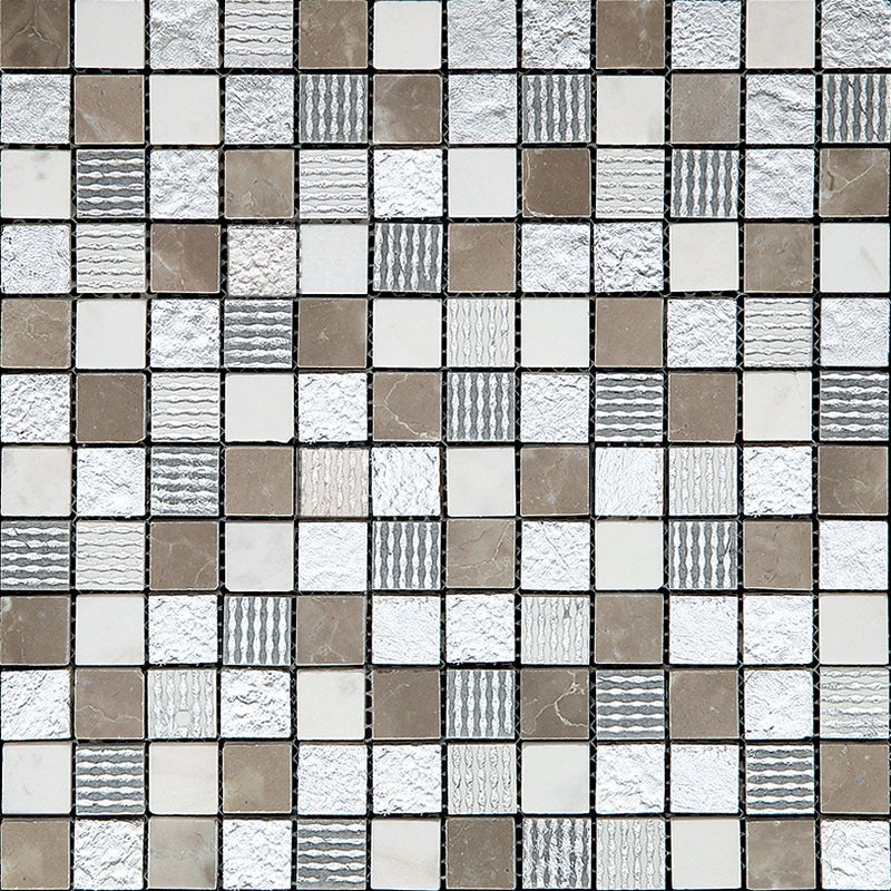 Inka Mirage Mixed Mosaic - 1" x 1" - Polished & Foiled