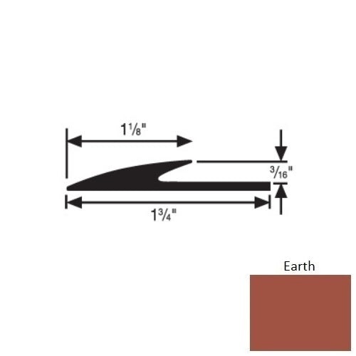 Flextones Earth Vinyl 185 Transition Edge Guard - 3/16" X 12 Ft - Thermoplastic