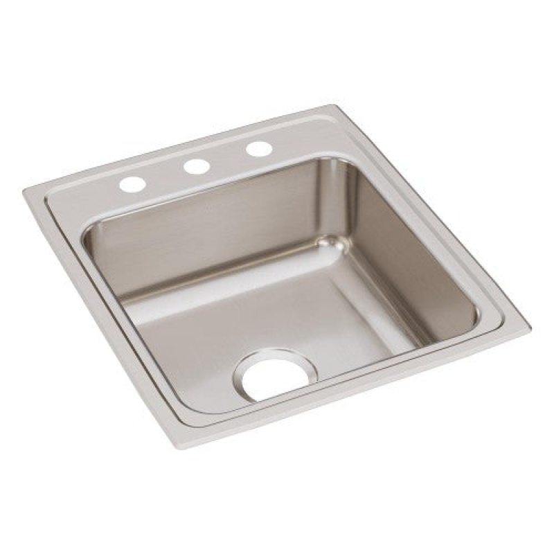Lr20223 Lustertone Classic Stainless Steel Drop In Single Bowl Kitchen Sink - 19 1/2" X 22" X 7 5/8" With 3 Holes - Stainless Steel