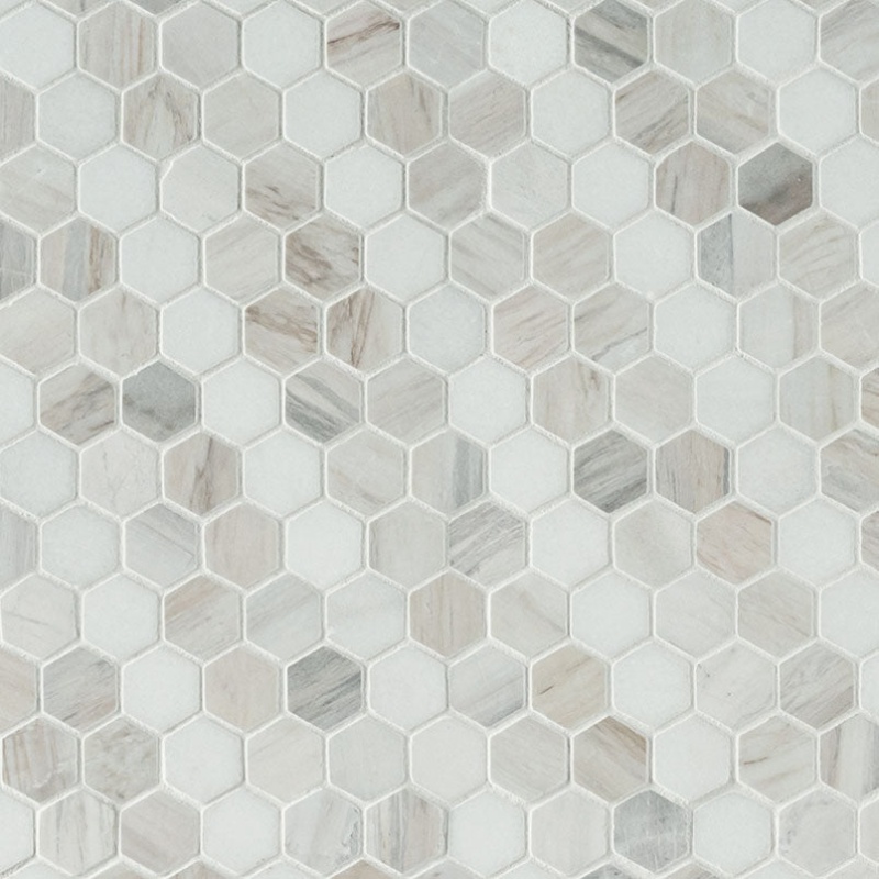 Angora Sazi Marble Mosaic - 1" Hexagon - Polished