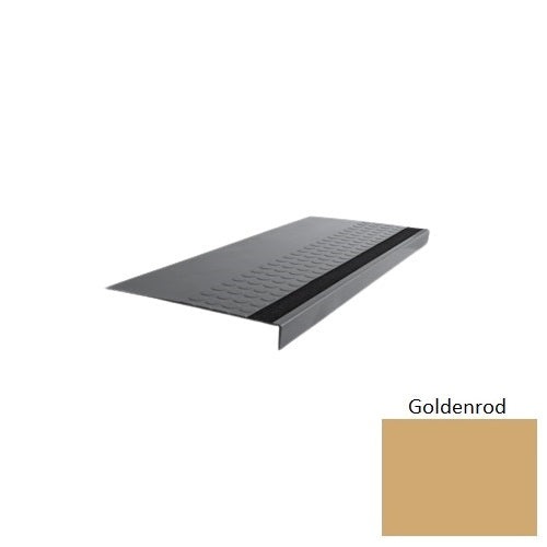 Flextones Goldenrod Type 776 With Flush Ribbed / Smooth Insert Distinct Designs Rubber - 12" X 72" Stair Tread - Rgt Radial Ii Raised Disc Design