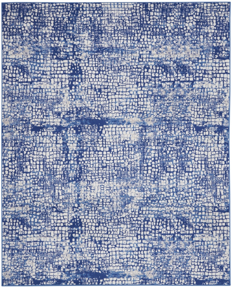 Whimsicle Whs07 Ivory Navy Modern Area Rug