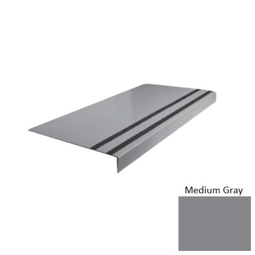 Flextones Medium Gray Rubber Stair Tread, Smooth