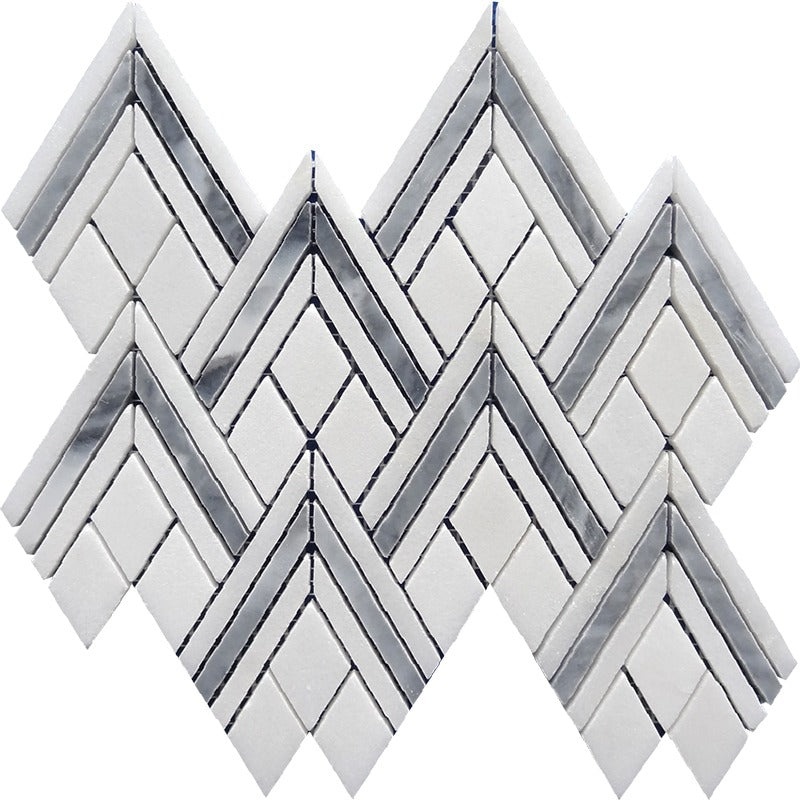 Seattle Thassos White / Bardiglio Marble Mosaic - Everest - Polished