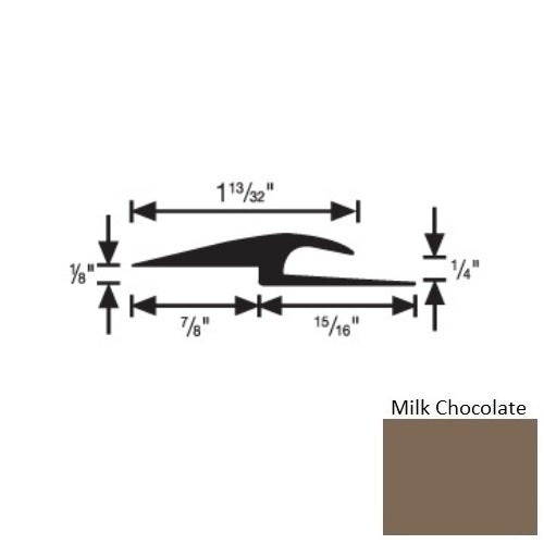 Flextones Milk Chocolate Vinyl 167 Tile And Carpet Joiner - 1/4" X 12 Ft - Thermoplastic