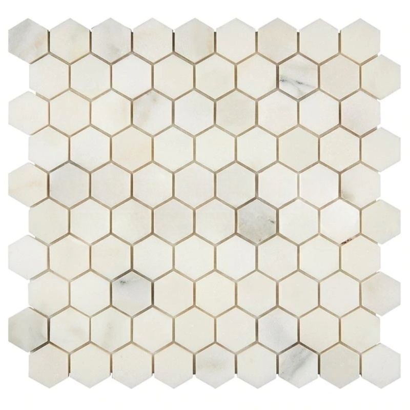 Calacatta Oliva Marble Mosaic - 1 1/4" X 1 1/4" Hexagon