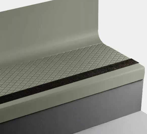 Johnsonite Gecko Diamond 19" x 60" Angle Fit Stair Tread with Riser (Sq) and Black Grit Tape