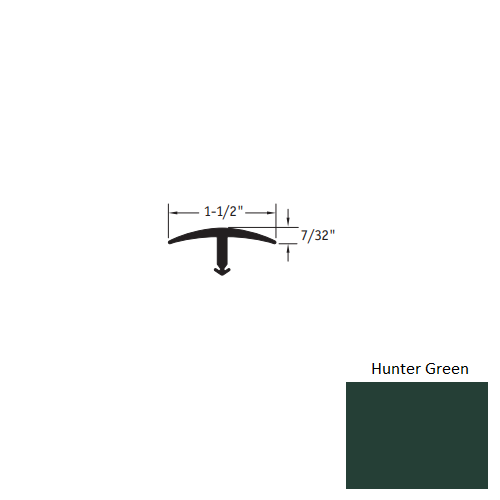 Johnsonite Hunter Green Vinyl Moulding / Trim - 1 1/2" X 12 Ft (144") X 1/2" T Molding - T Molding