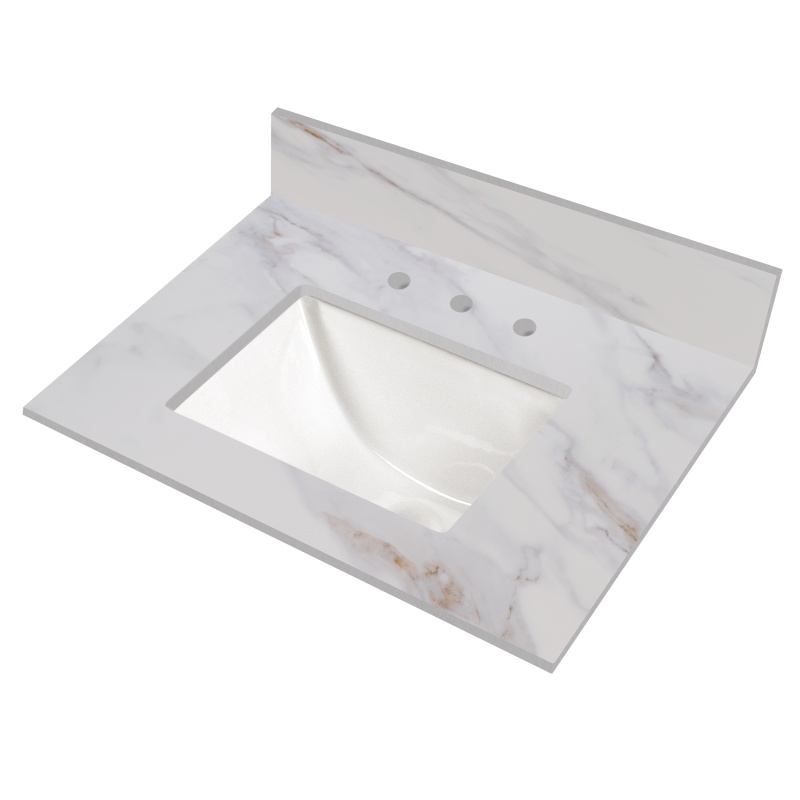 Calacatta Castana Polished Q Plus Vanity Top With Built In Sink - 61" X 22" - Polished