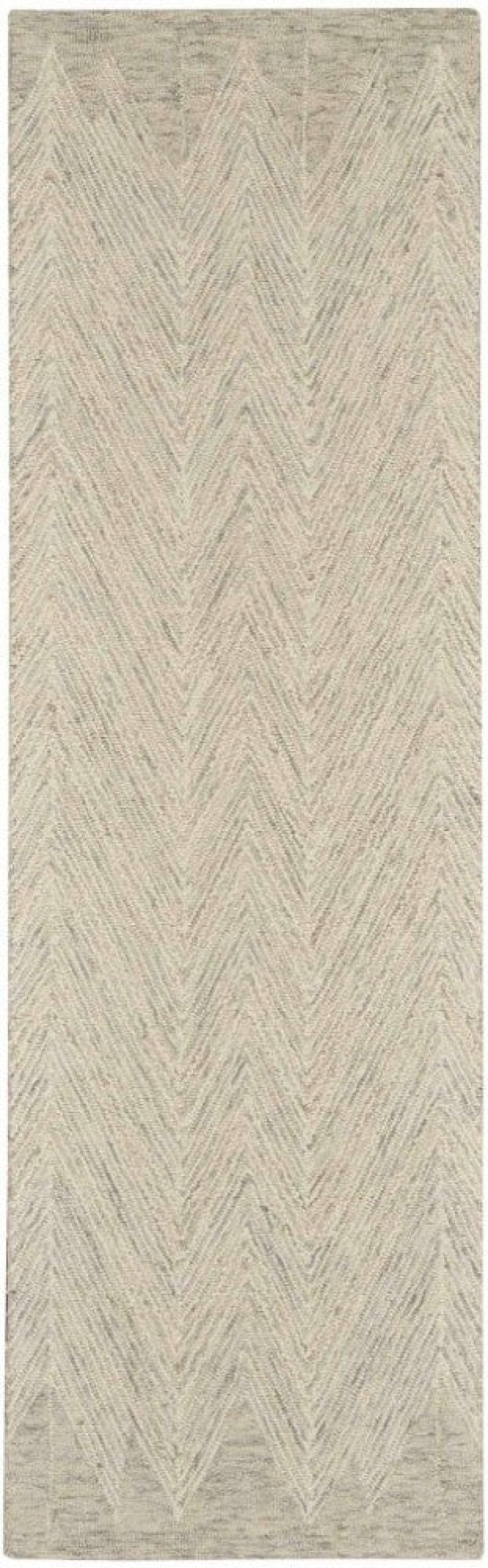 Interlock Ivory Grey Wool Contemporary Area Rug - 8 Ft Runner