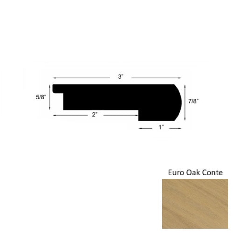Terreno Euro Oak Conte Hardwood Moulding / Trim - 3 3/8" X 78" Round Stair Nose - Urethane