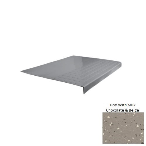 Spextones Doe With Milk Chocolate & Beige Type 701 Distinct Designs Rubber - 12" X 72" Stair Tread - Rgt Radial Ii Raised Disc Design