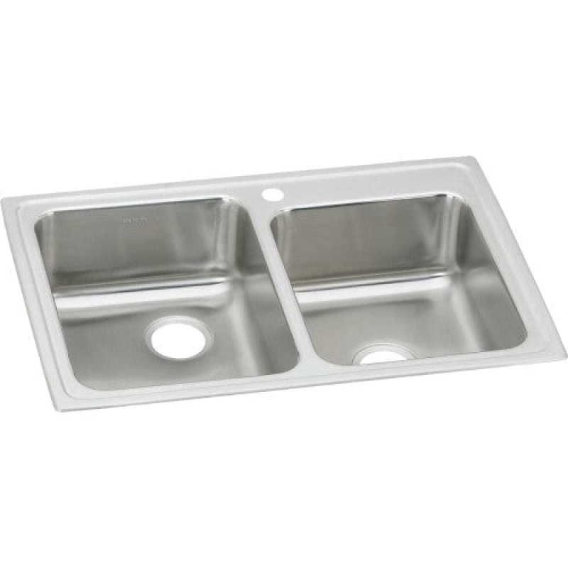 Lr2501 Lustertone Classic Stainless Steel Drop In Double Bowl Kitchen Sink - 33" X 22" X 7 7/8" With 1 Hole - Stainless Steel