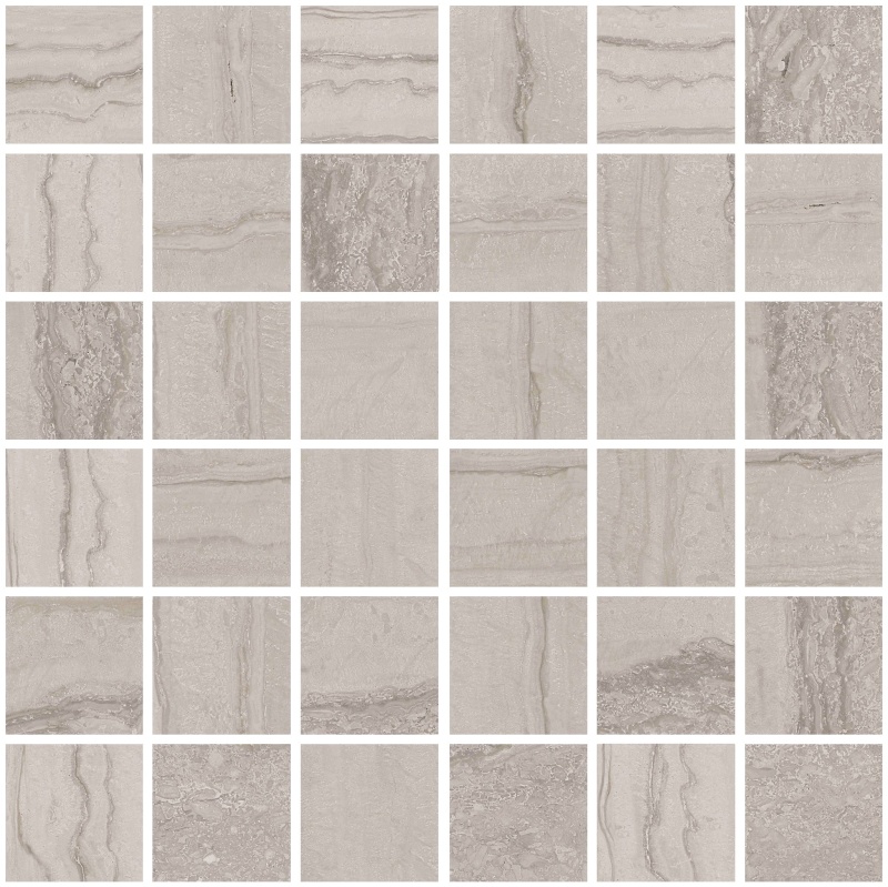 Memento Grey Porcelain Mosaic - 2" X 2" - Matte