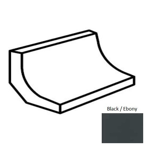 Keystones Unglazed Mosaic Black / Ebony Porcelain Floor & Wall Trim - 1" X 2" Cove Base - Matte