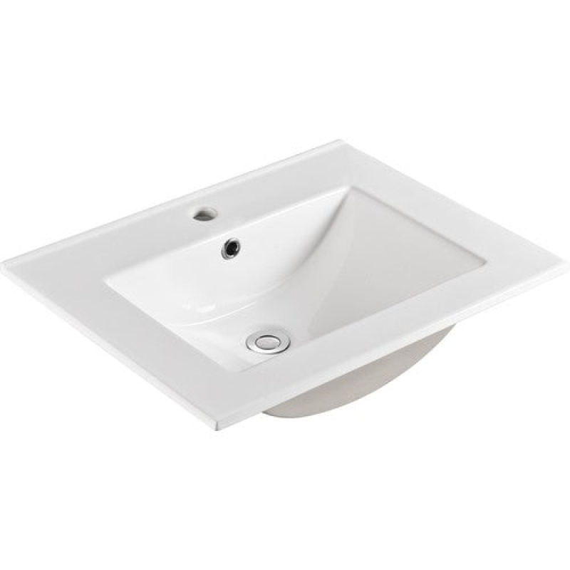 Glossy White Ceramic Countertop Drop In Bathroom Sink - 18.3" X 24" - Glossy White