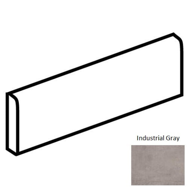 Union Industrial Gray Porcelain Floor & Wall Trim - 3" X 24" Bullnose - Matte