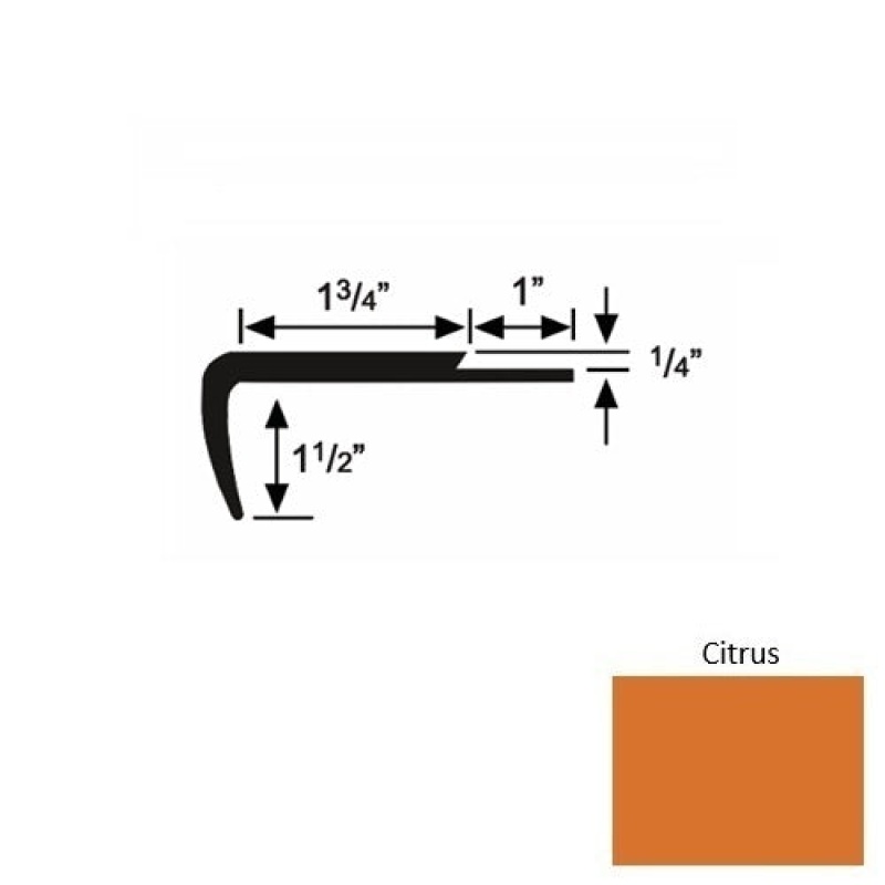 Solid 13 Citrus Rubber Single Flange Carpet Stair Nosing (Sq) - 1 3/4" X 9 Ft (108")