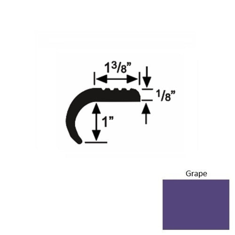 Solid 06 Grape Rubber Domestic Stair Nosing (Rd) - 1 3/8" X 9 Ft (108")