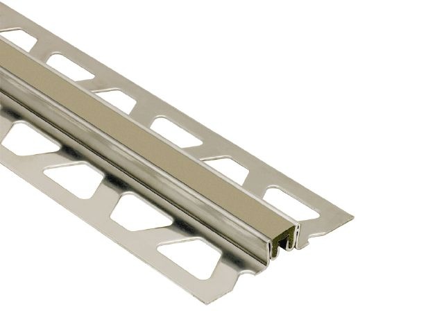 Dilex Ksn Movement Joint Metal Tile Edging Trim - Stainless Steel With Grey Insert