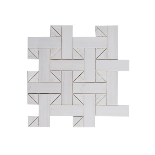 Rotunda Dolomite Marble Mosaic - Basket Weave - Honed & Polished