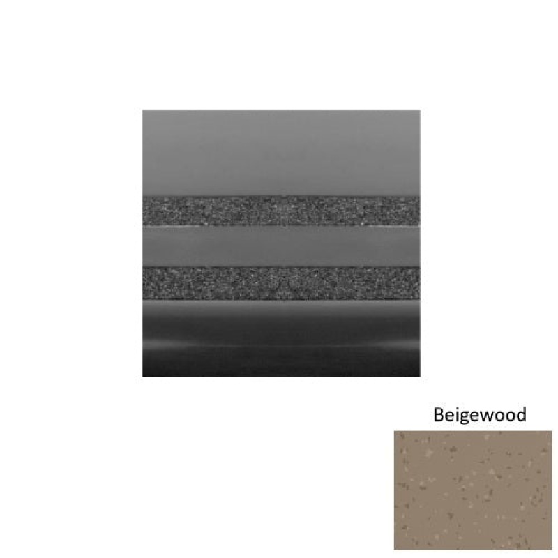 Symmetry 40 Beigewood Heavy Duty Rubber (Sq) With Galley Red Abrasive Strip Stair Tread With Dupont Kevlar - Smooth