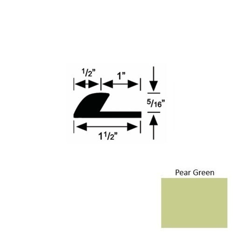 Solid 36 Pear Green Rubber Underlap Carpet Edge