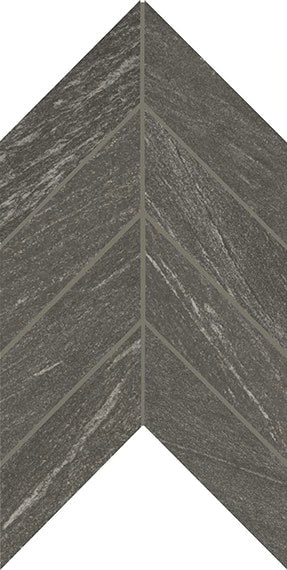 Montesano Charcoal Porcelain Mosaic - 2" x 5" Chevron - Matte