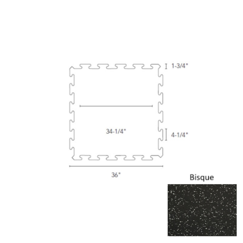 Bisque Recoil Fitness Flooring Interlocking Tile