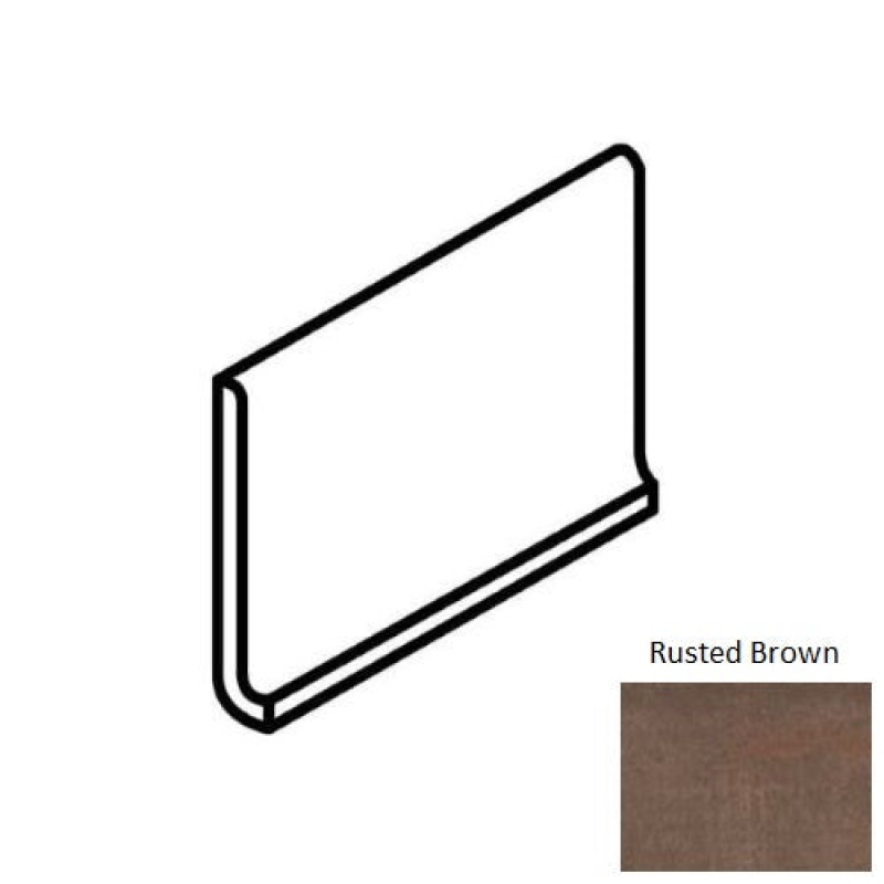 Union Rusted Brown Porcelain Floor & Wall Trim - 6" X 12" Cove Base - Matte