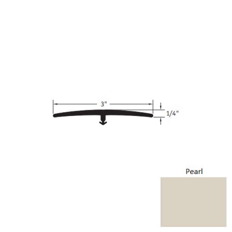 Johnsonite Pearl Vinyl Moulding / Trim - 3" X 12 Ft (144") X 1/4" & 5/16" T Molding - T Molding
