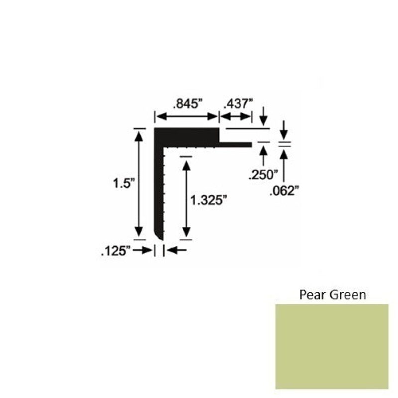 Solid 57 Pear Green Rubber Landing Trim - 1 1/2" X 98"