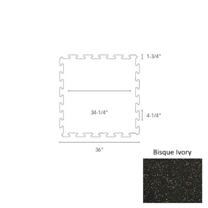 Bisque / Ivory Recoil Fitness Flooring Interlocking Tile 0% Chip 1/2 Gauge - Urethane - 34 1/4" X 34 1/4"
